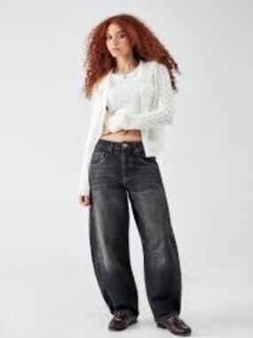 BDG Barrel Leg Black Jeans Renae Horseshoe 29W NWT faded